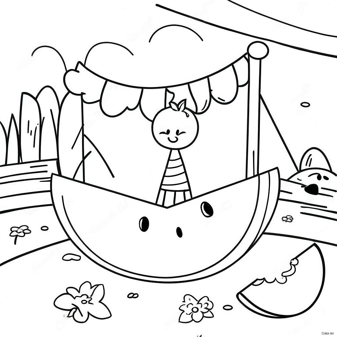 Colorful Melon Playground Scene Coloring Page 52337 43542