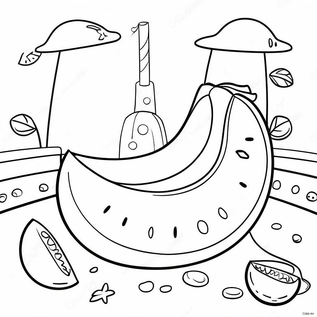 Colorful Melon Playground Scene Coloring Page 52337 43543