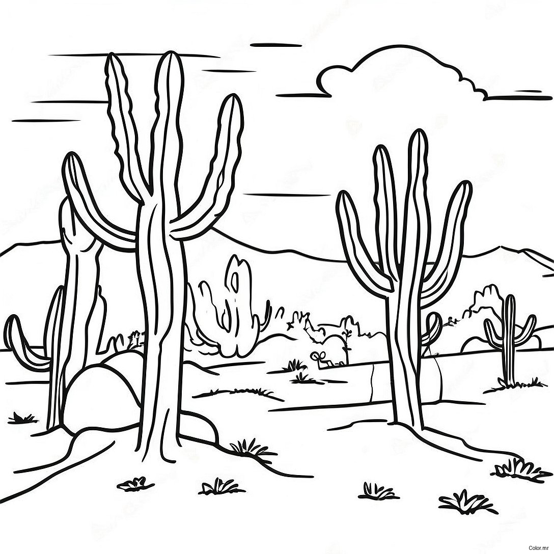 Colorful New Mexico Desert Scene Coloring Page 31359 28082