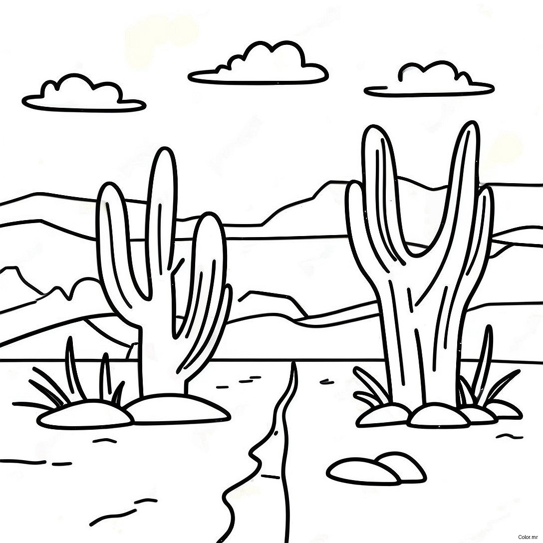 Colorful New Mexico Desert Scene Coloring Page 31359 28083