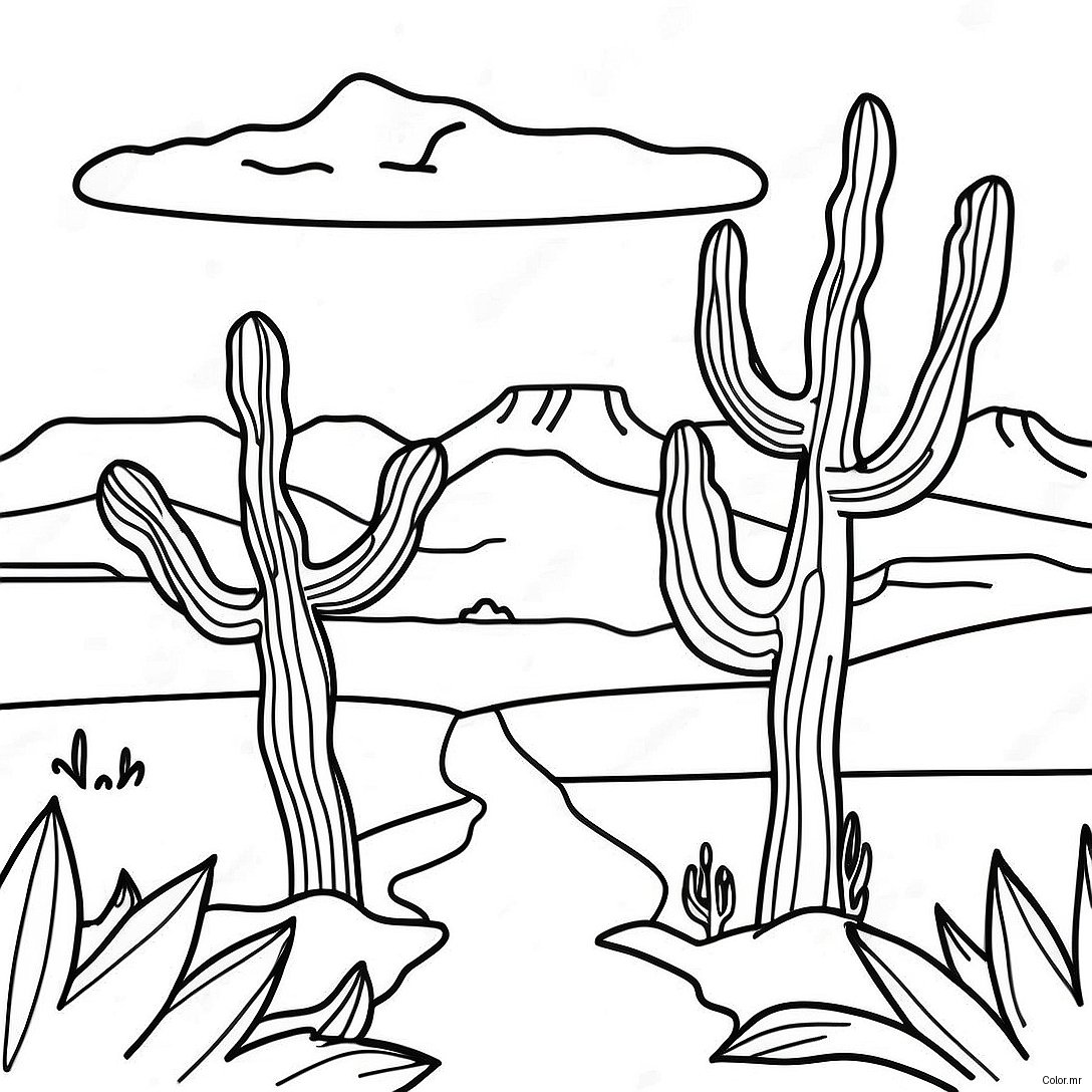Colorful New Mexico Desert Scene Coloring Page 31359 28084