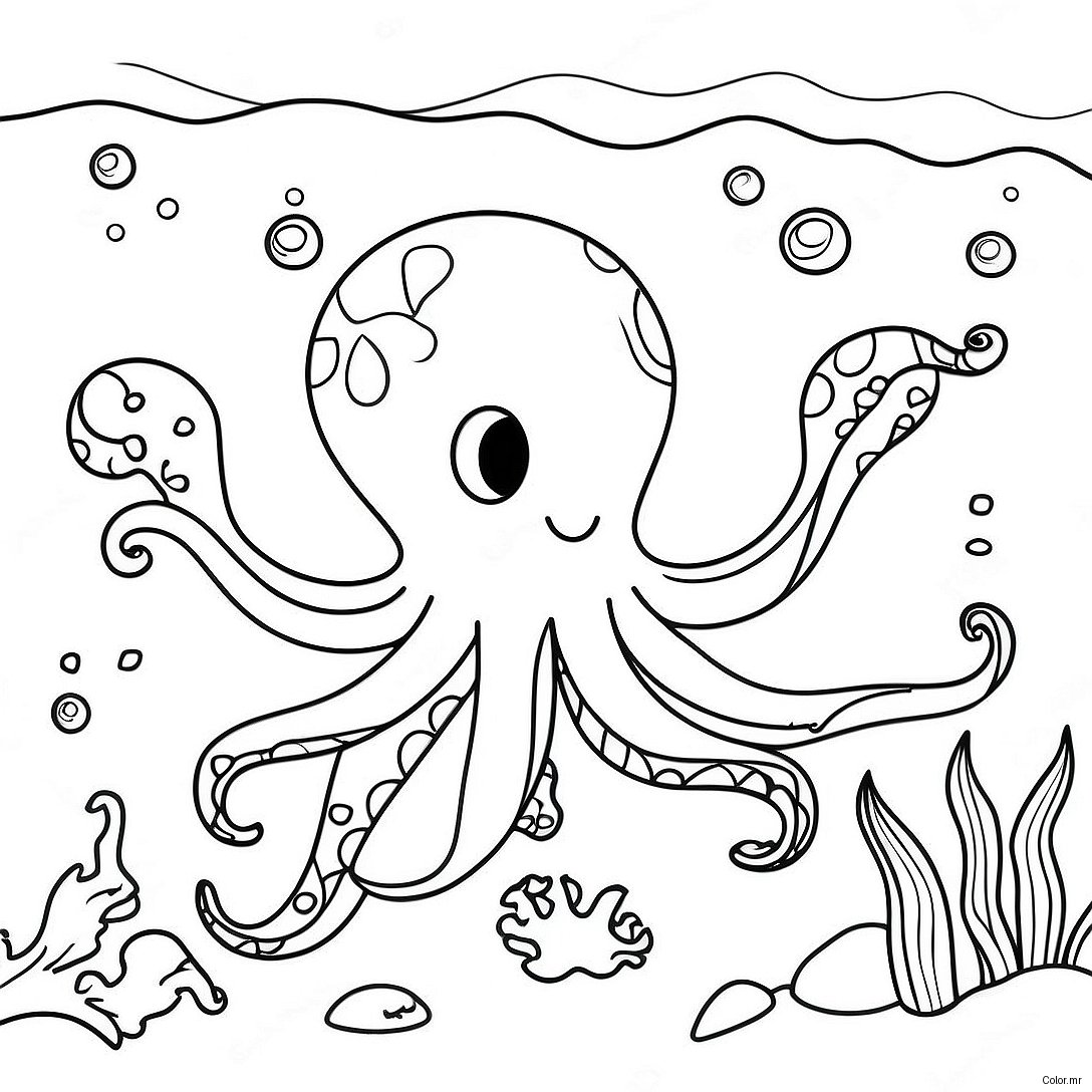 Colorful Octopus Underwater Scene Coloring Page 66591 54989