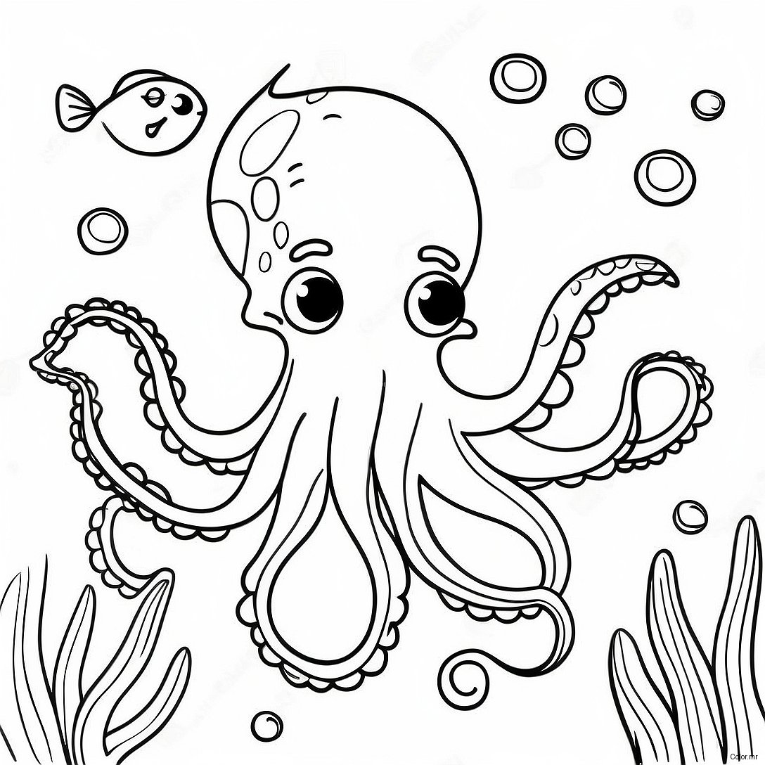 Colorful Octopus Underwater Scene Coloring Page 66591 54990