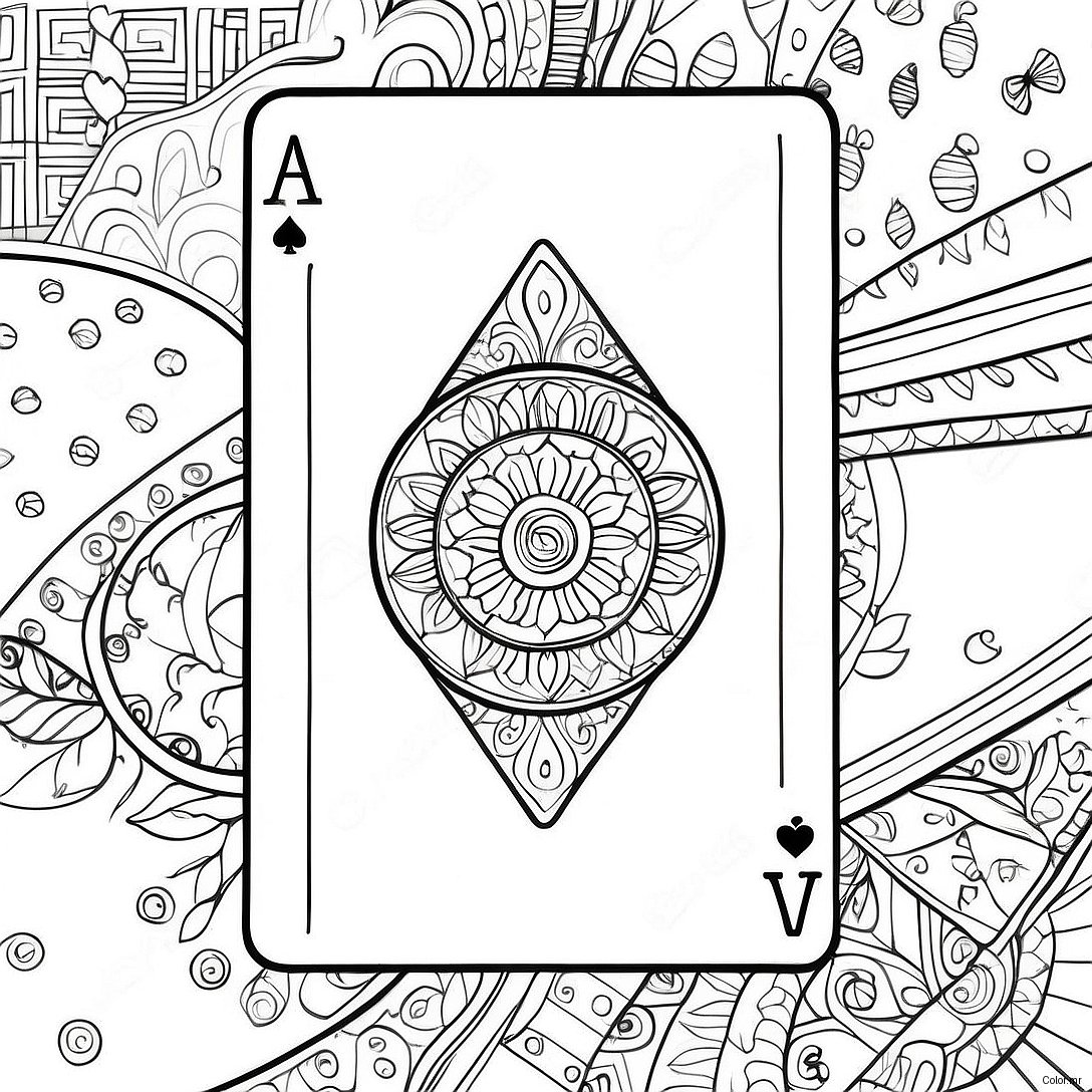 Colorful Playing Cards On A Table Coloring Page 32280 16721