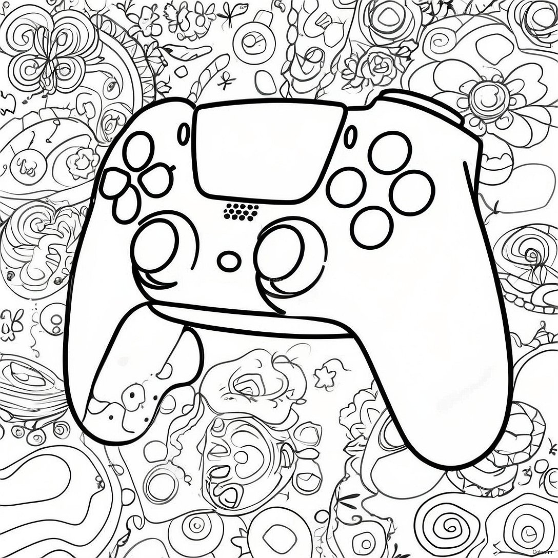 Colorful Ps5 Controller With Game Icons Coloring Page 28997 26213