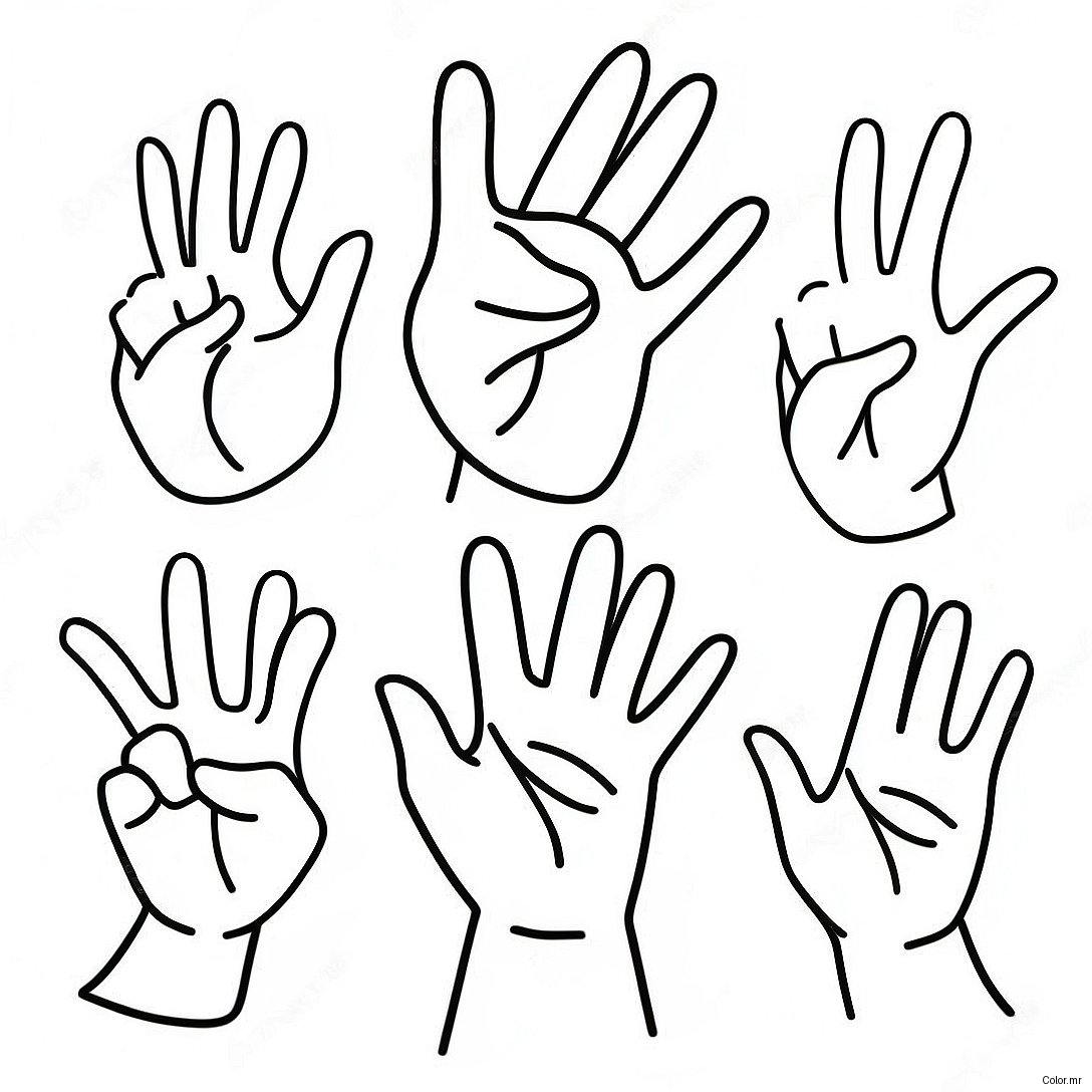 Colorful Sign Language Hand Shapes Coloring Page 24796 22732
