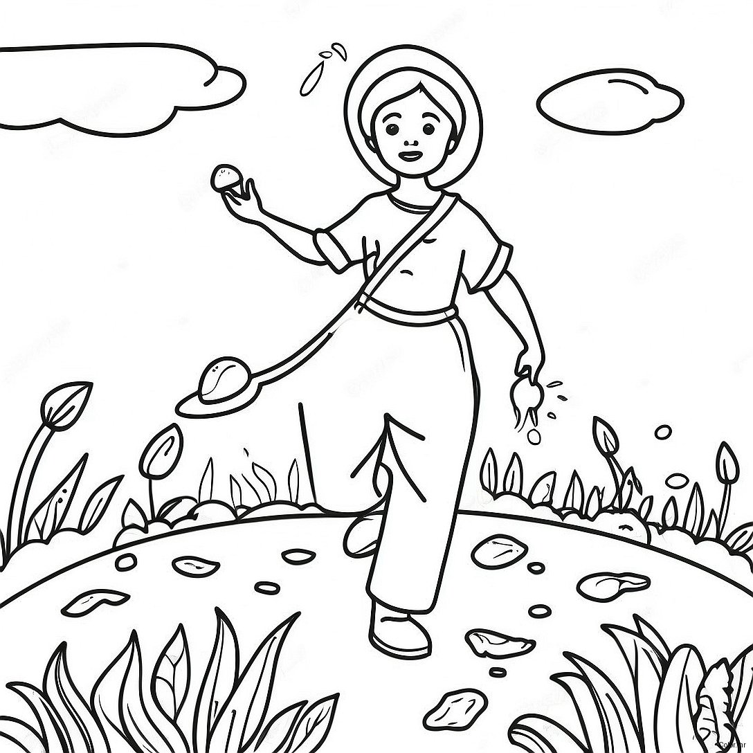 Colorful Sower Spreading Seeds Coloring Page 44763 37202