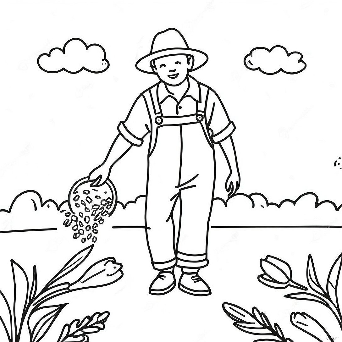 Colorful Sower Spreading Seeds Coloring Page 44763 37204