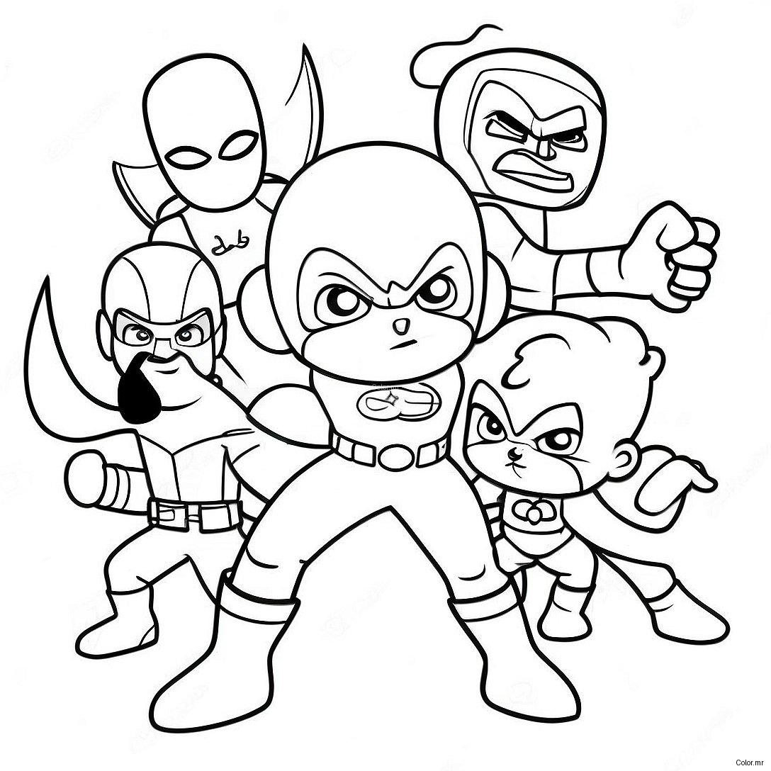 Colorful Super Hero Squad In Action Coloring Page 59257 49202