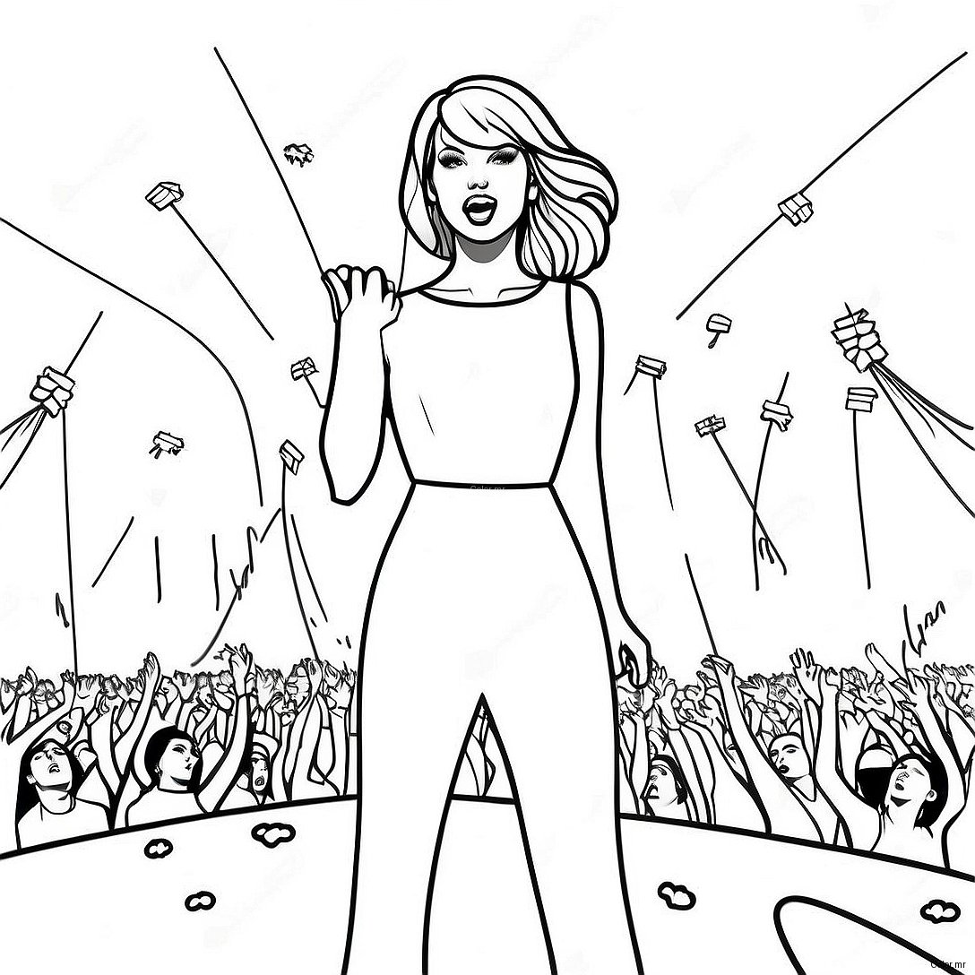 Colorful Taylor Swift Concert Scene Coloring Page 22184 20496