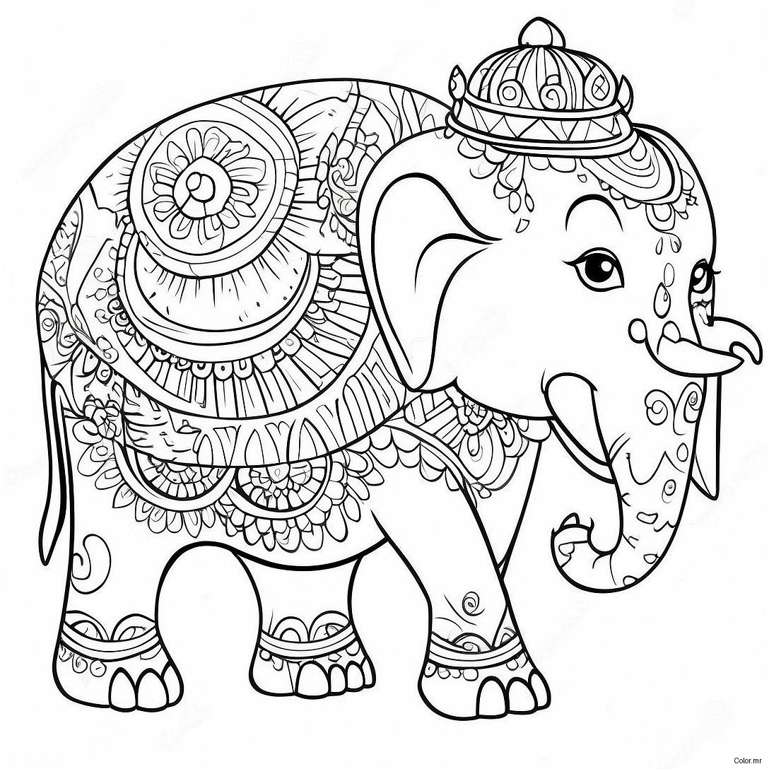 Colorful Thai Elephant Parade Coloring Page 37096 30895