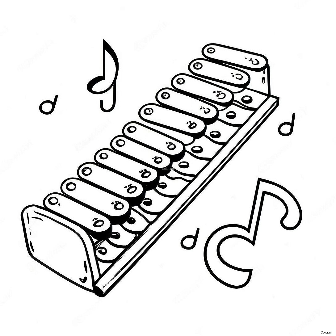 Colorful Xylophone With Musical Notes Coloring Page 63290 52382