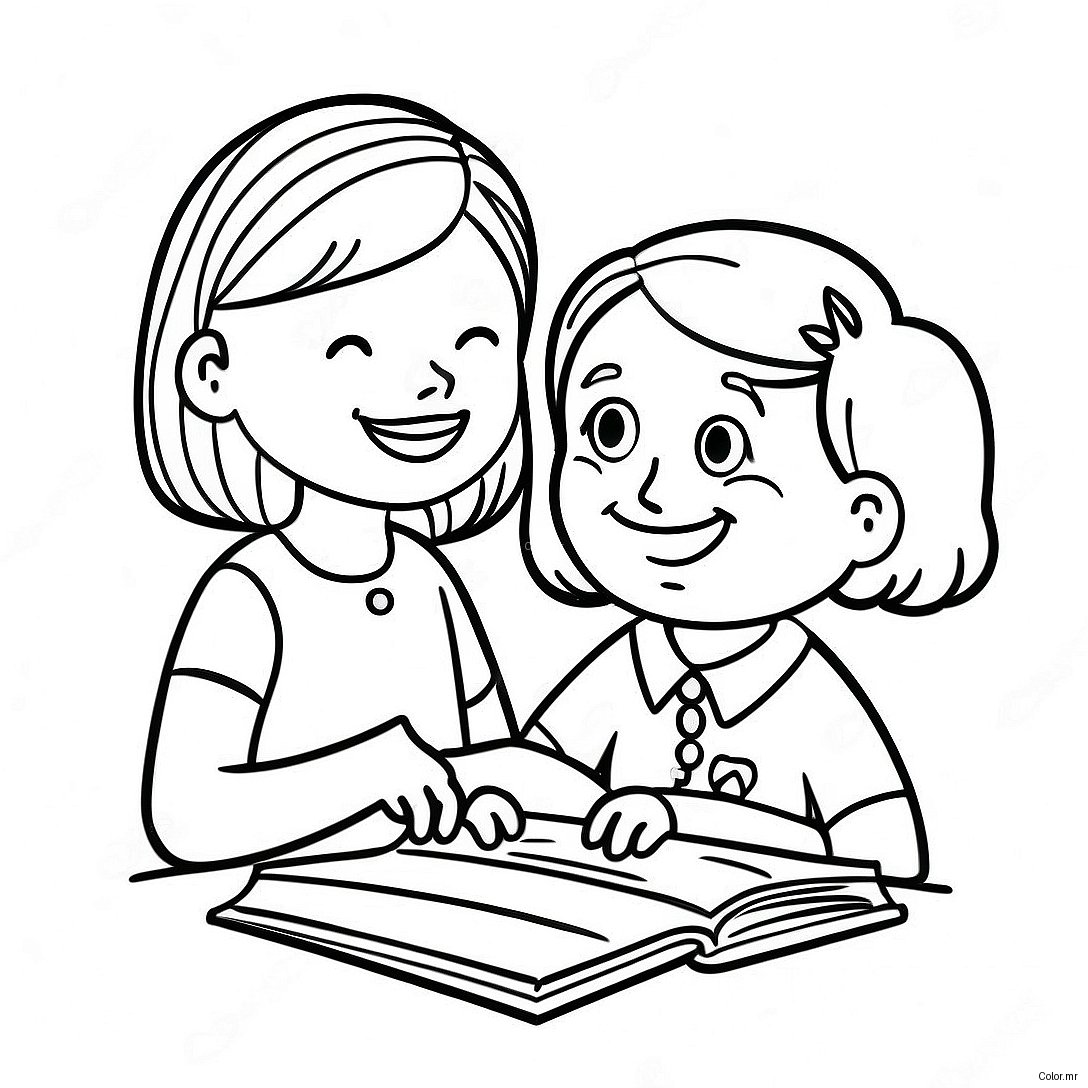 Compassionate Social Worker Helping Children Coloring Page 29468 26582