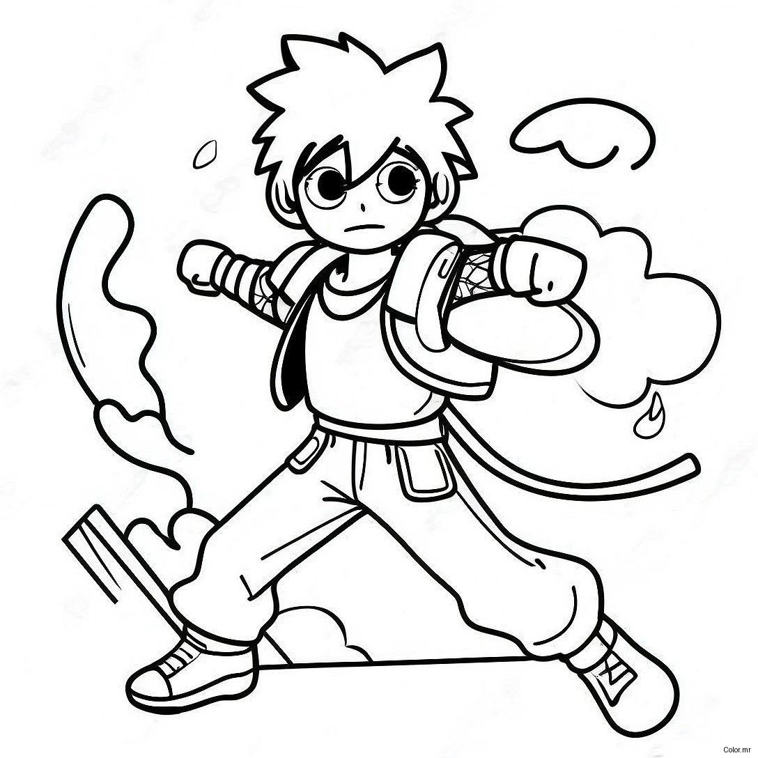 Cool Full Body Anime Boy In Action Coloring Page 16493 13897
