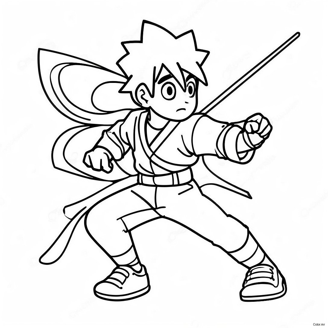Cool Full Body Anime Boy In Action Coloring Page 16493 13900