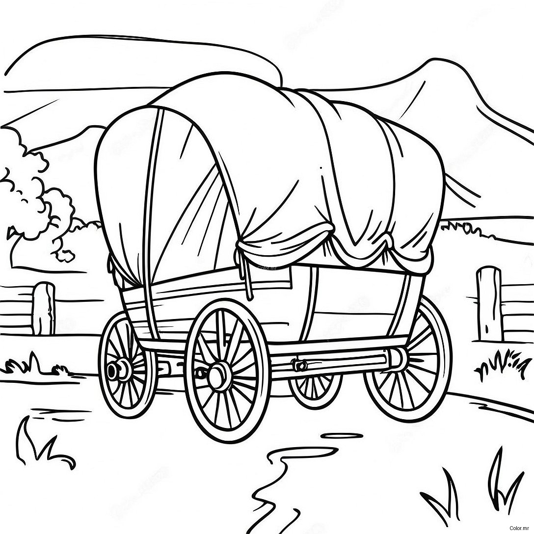 Covered Wagon On The Oregon Trail Coloring Page 28617 25912