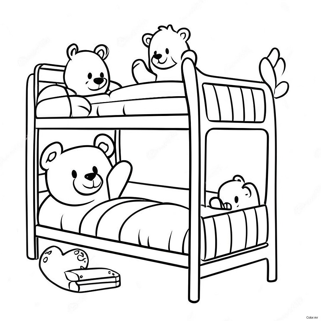 Cozy Bunk Bed With Teddy Bears Coloring Page 44513 37000