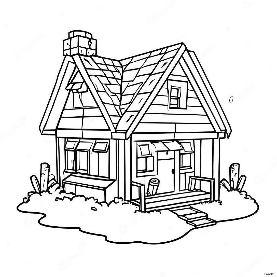 Cozy Minecraft Cottage Coloring Page 32110 16585