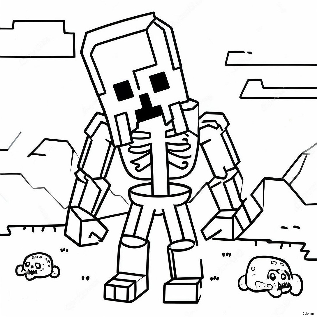 Creepy Minecraft Mutant Skeleton Coloring Page 36525 30441