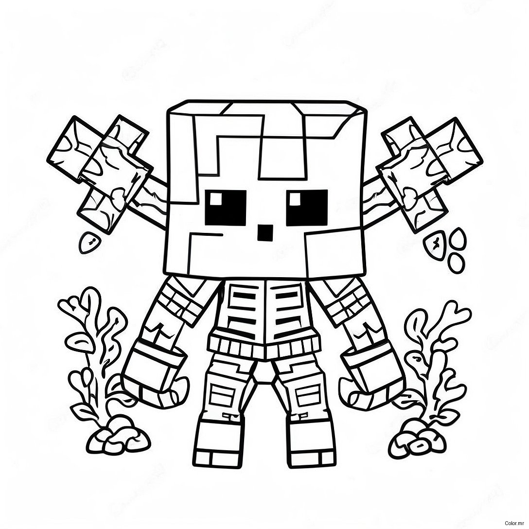 Creepy Minecraft Mutant Skeleton Coloring Page 36525 30442