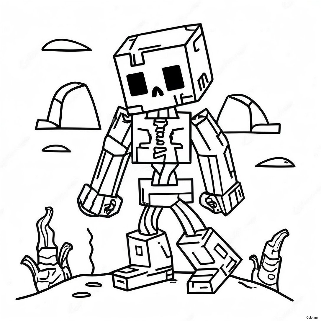 Creepy Minecraft Mutant Skeleton Coloring Page 36525 30443