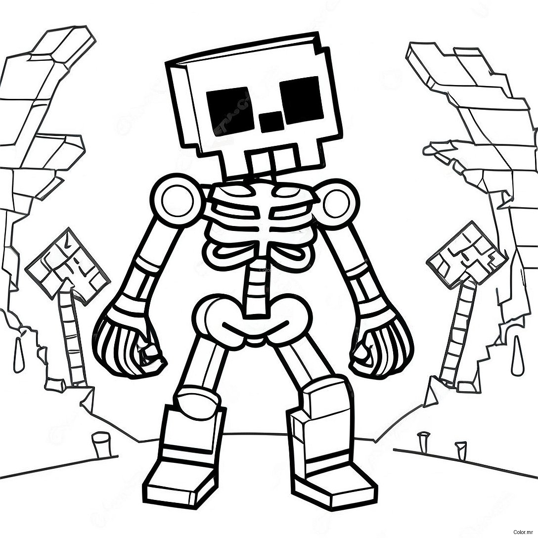 Creepy Minecraft Mutant Skeleton Coloring Page 36525 30444