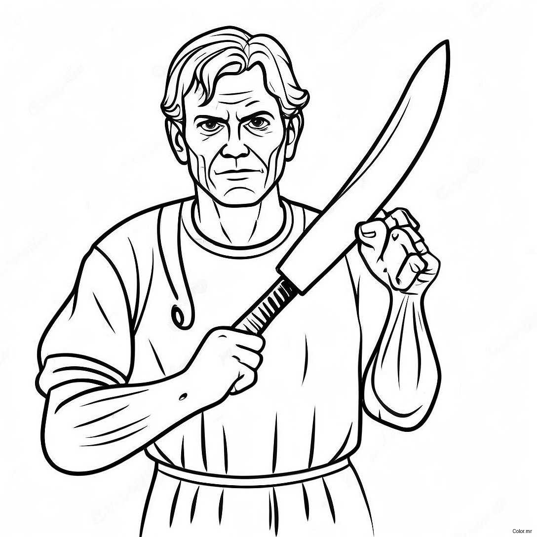 Creepy Serial Killer With Knife Coloring Page 33072 17333