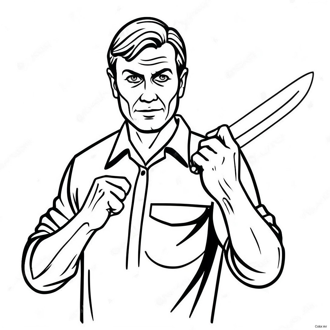 Creepy Serial Killer With Knife Coloring Page 33072 17335
