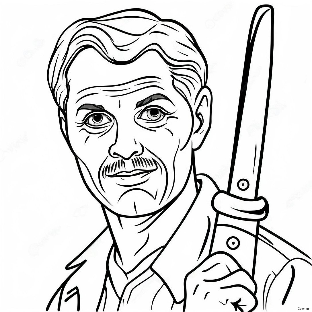 Creepy Serial Killer With Knife Coloring Page 33072 17336