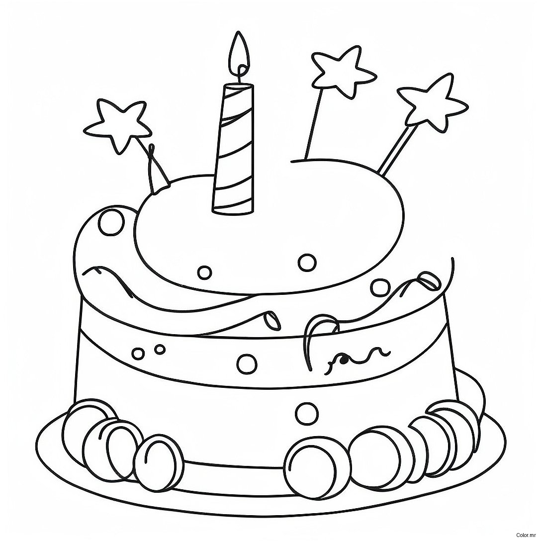 Cute 1st Birthday Cake Coloring Page 32481 16873