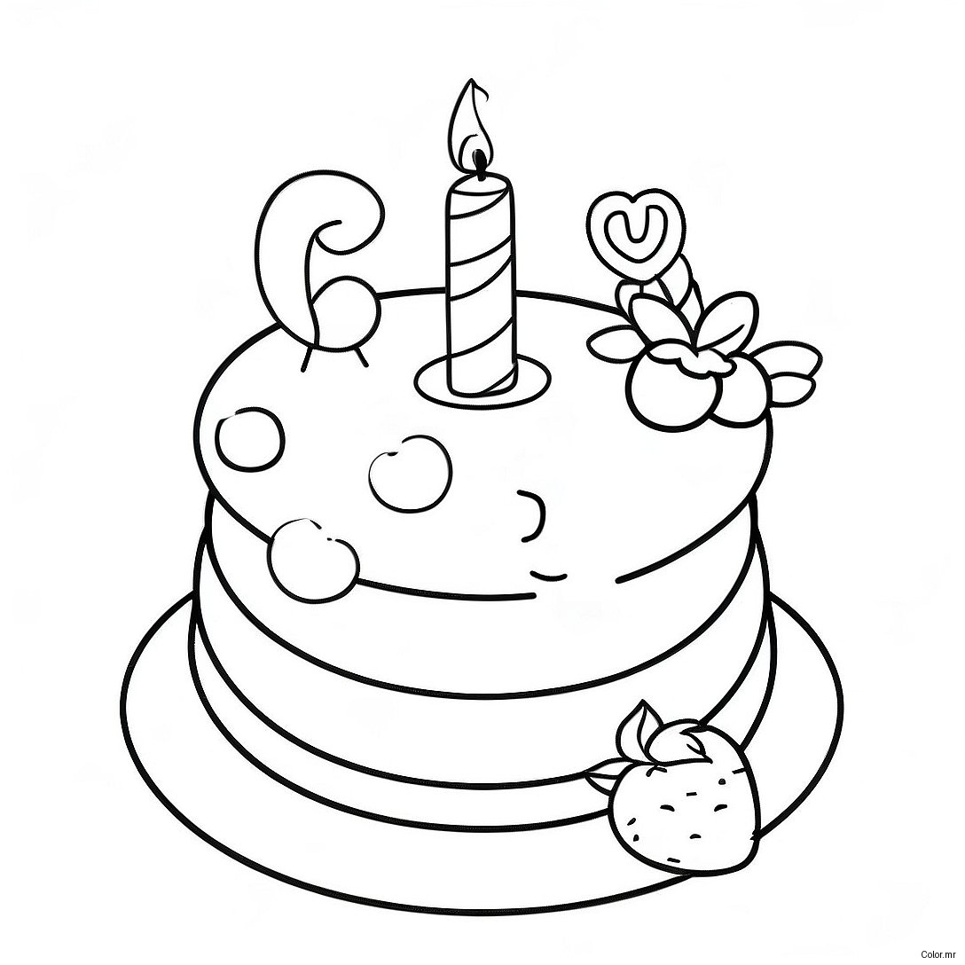 Cute 1st Birthday Cake Coloring Page 32481 16875