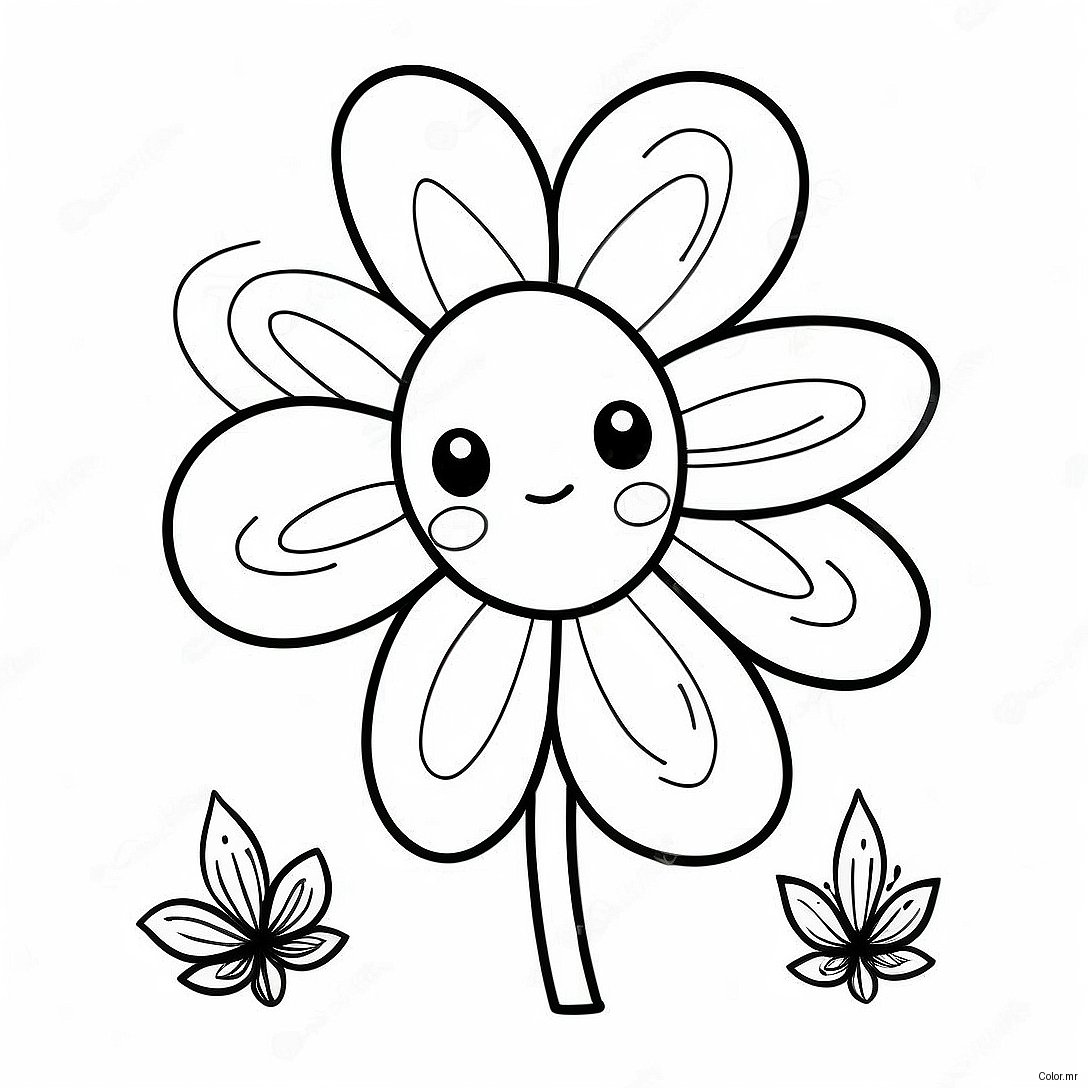 Cute 4 H Clover With Smiling Face Coloring Page 18486 15484