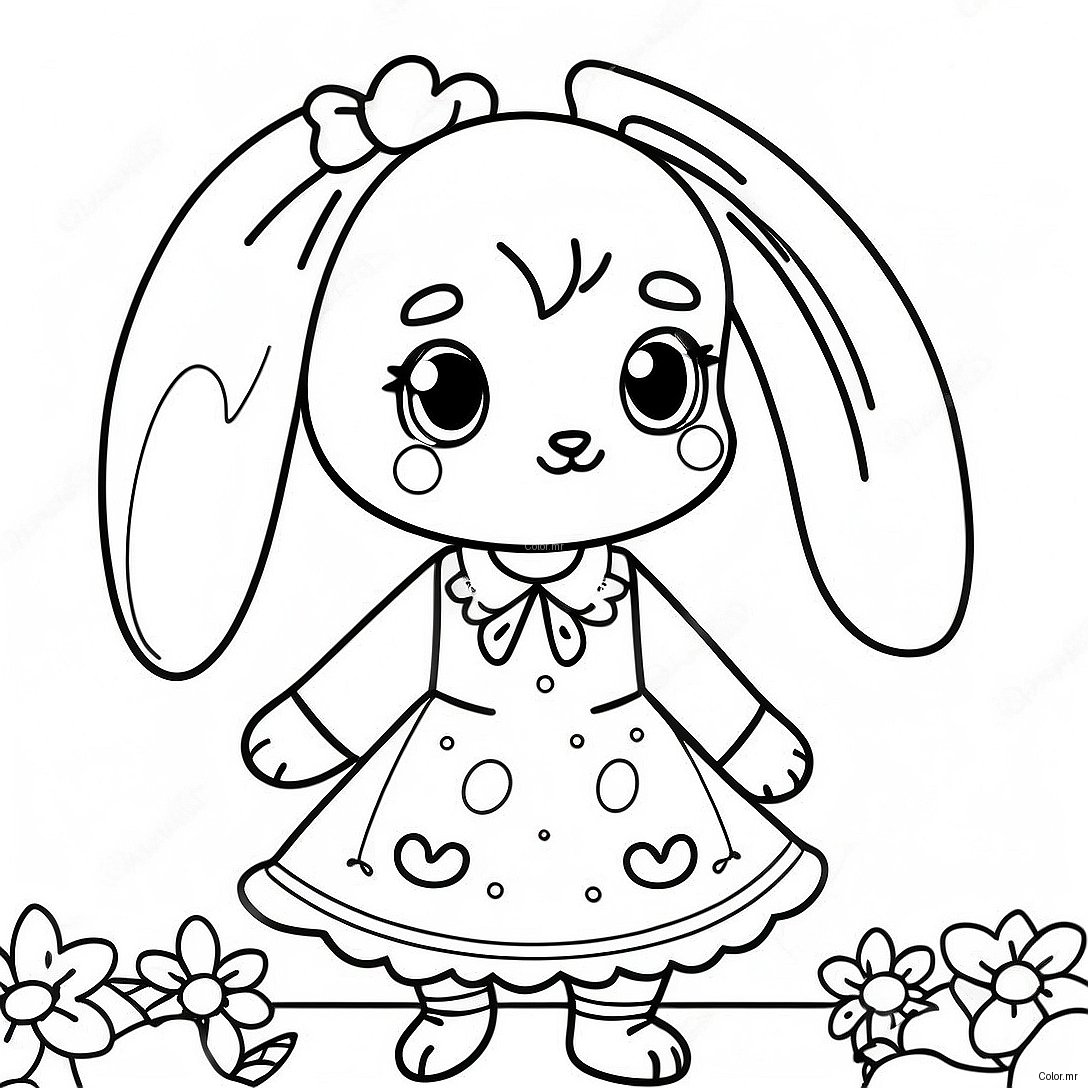 Cute Anime Bunny Girl In A Floral Dress Coloring Page 40598 33637