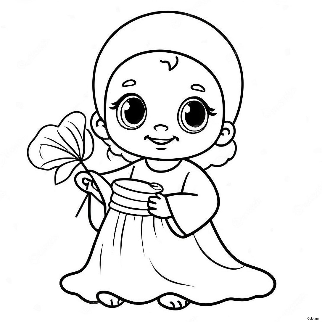 Cute Baby In White Gown Baptism Coloring Page 9577 7814