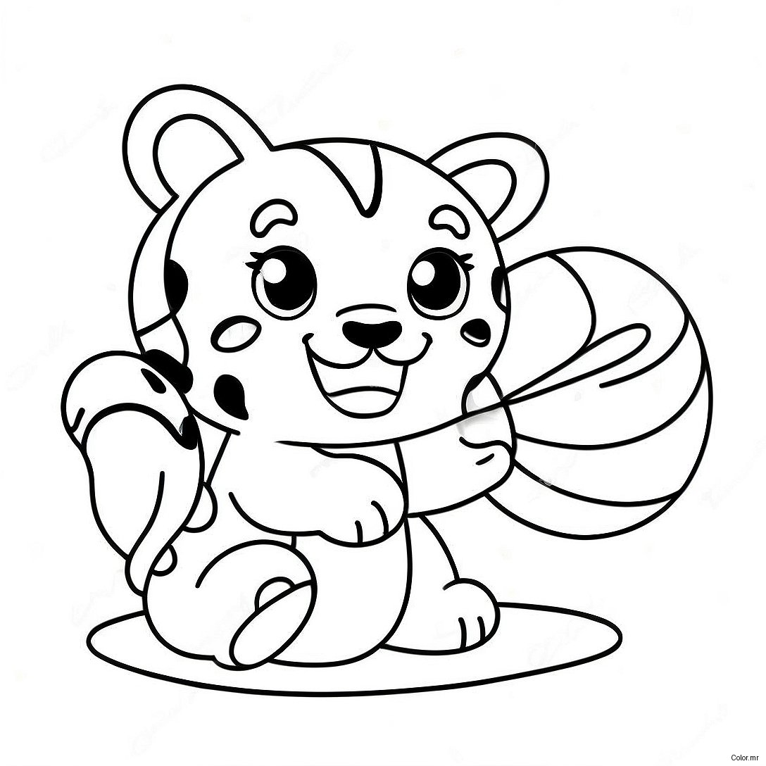 Cute Baby Tiger Playing With A Ball Coloring Page 29448 26567