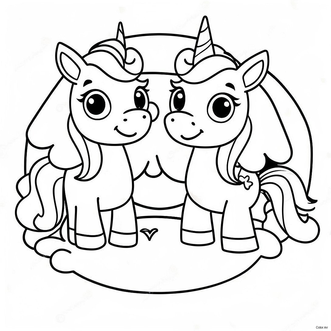 Cute Baby Unicorns In A Rainbow Coloring Page 61027 50610