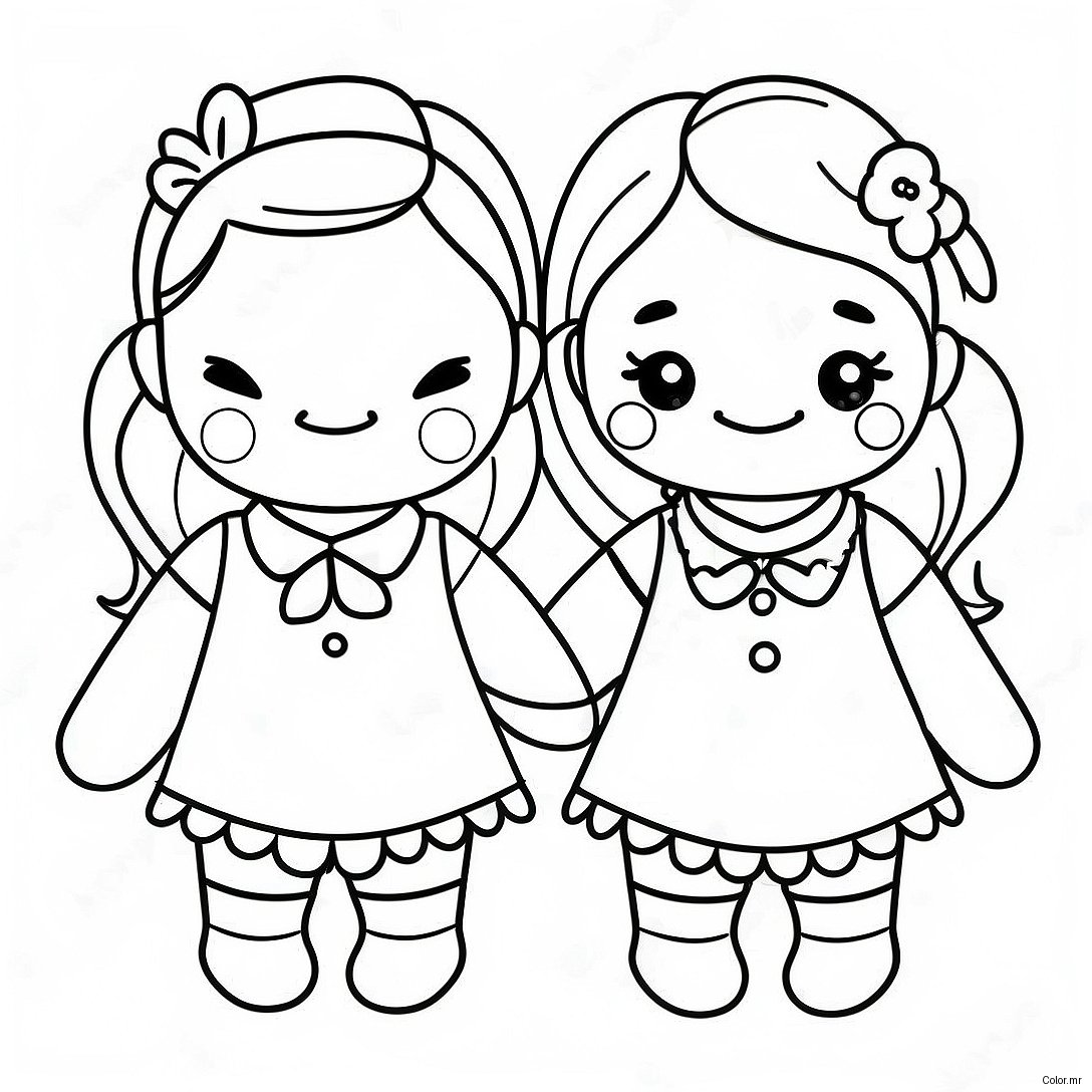 Cute Bffs Holding Hands Coloring Page 37346 31089