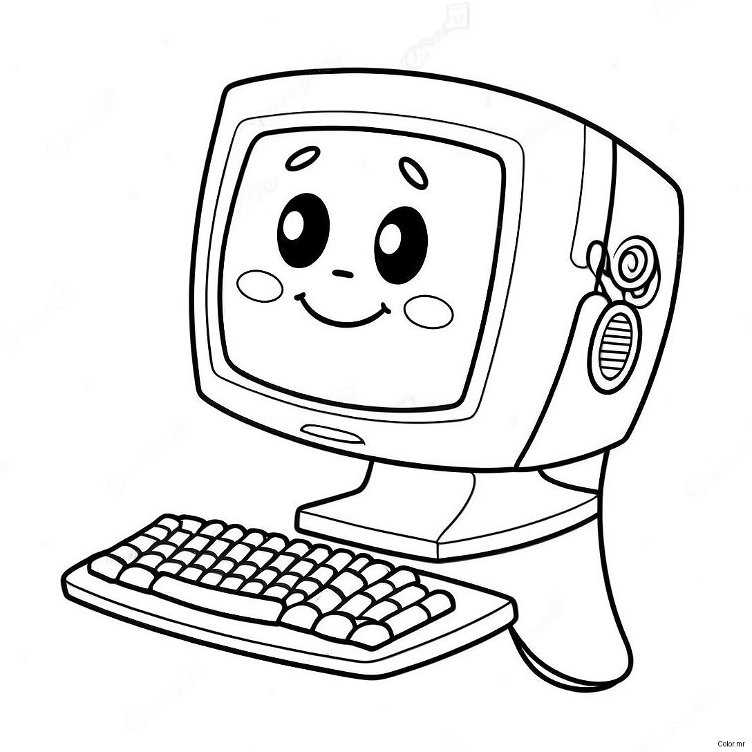 Cute Cartoon Computer Coloring Page 1922 1582