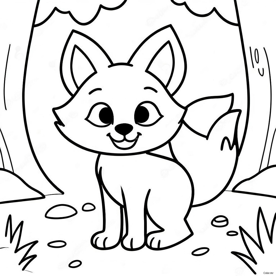 Cute Cartoon Fox In A Forest Coloring Page 48975 40684