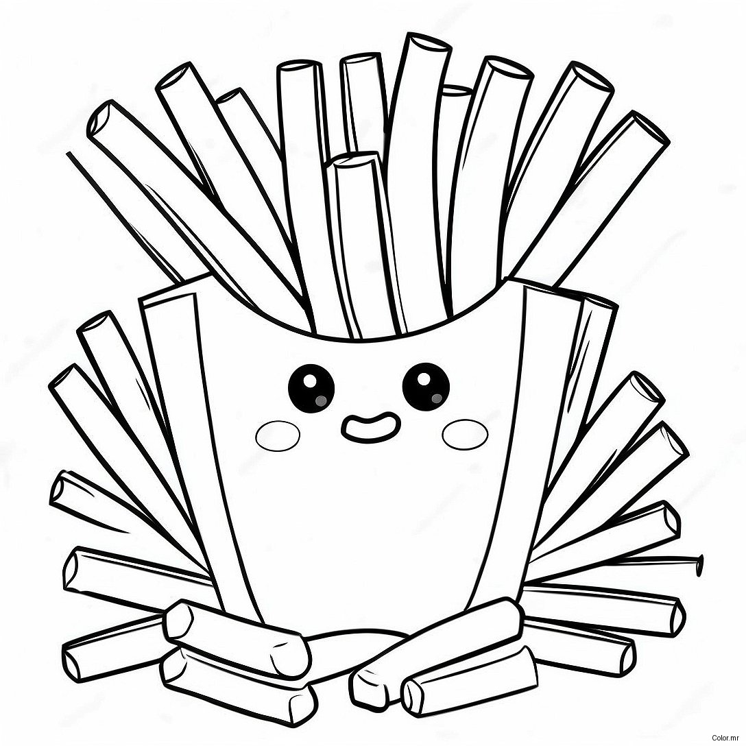 Cute Cartoon French Fries Coloring Page 62688 51917