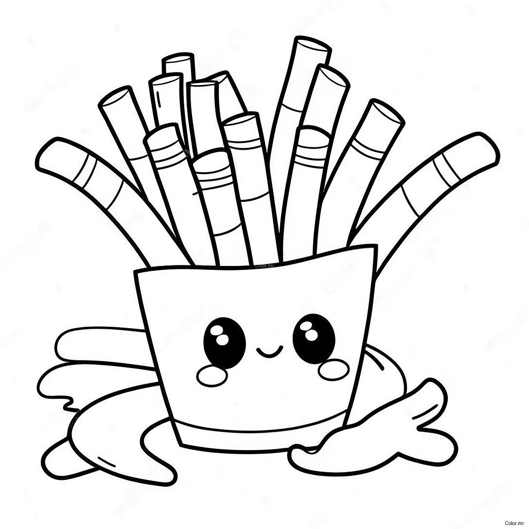 Cute Cartoon French Fries Coloring Page 62688 51918