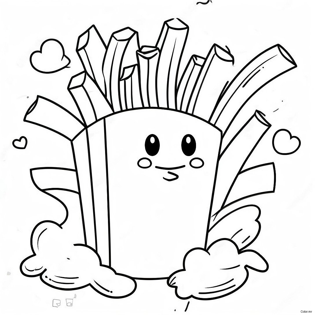 Cute Cartoon French Fries Coloring Page 62688 51919