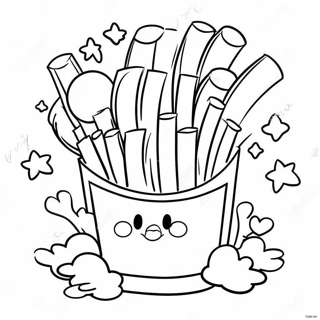 Cute Cartoon French Fries Coloring Page 62688 51920