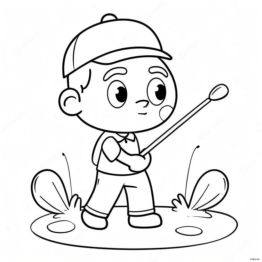 Cute Cartoon Golfer Coloring Page 2132 1749