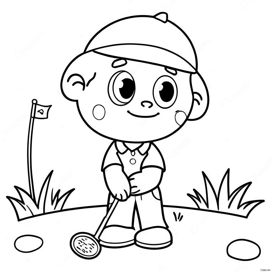 Cute Cartoon Golfer Coloring Page 2132 1752