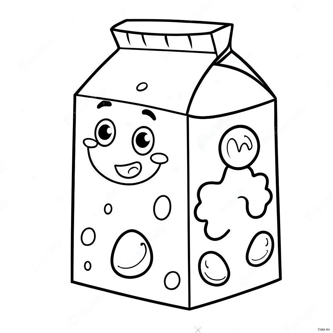 Cute Cartoon Milk Carton Coloring Page 30099 27078