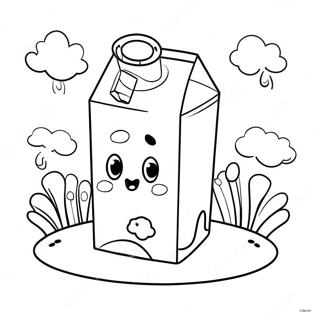 Cute Cartoon Milk Carton Coloring Page 30099 27080