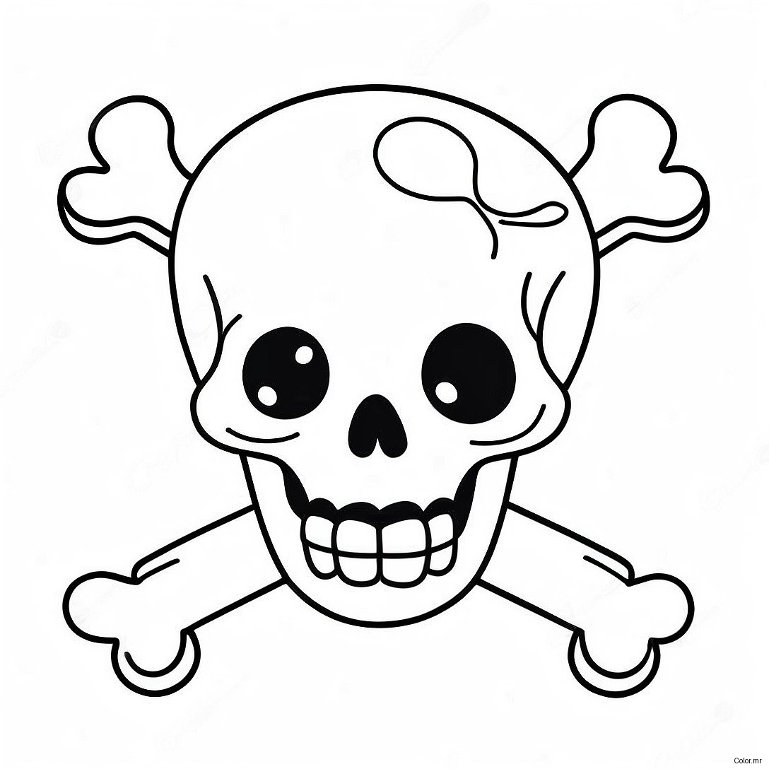 Cute Cartoon Skull And Crossbones Coloring Page 73826 60925
