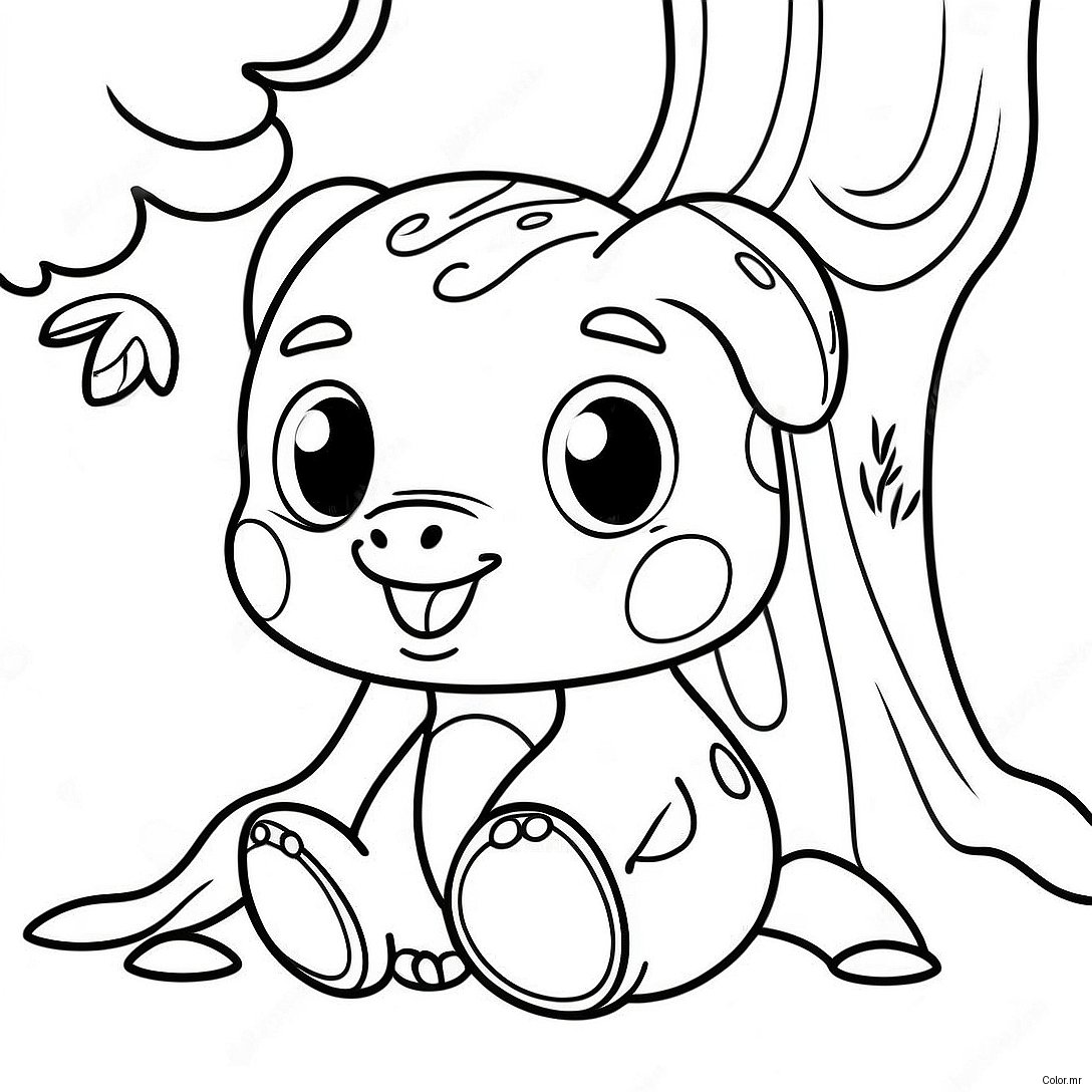 Cute Cartoon Tree Trunk Coloring Page 58466 48573