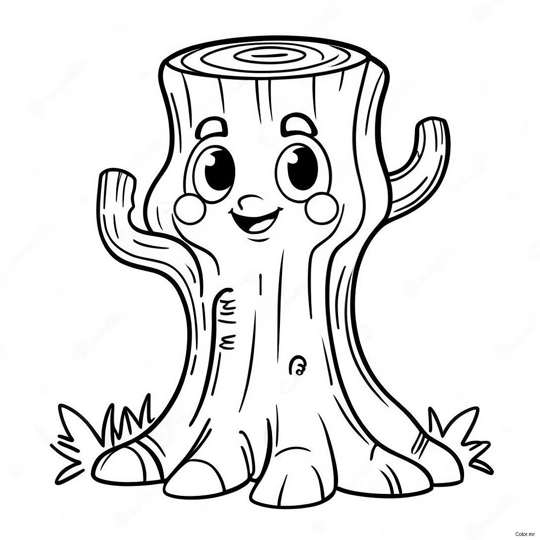 Cute Cartoon Tree Trunk Coloring Page 58466 48575